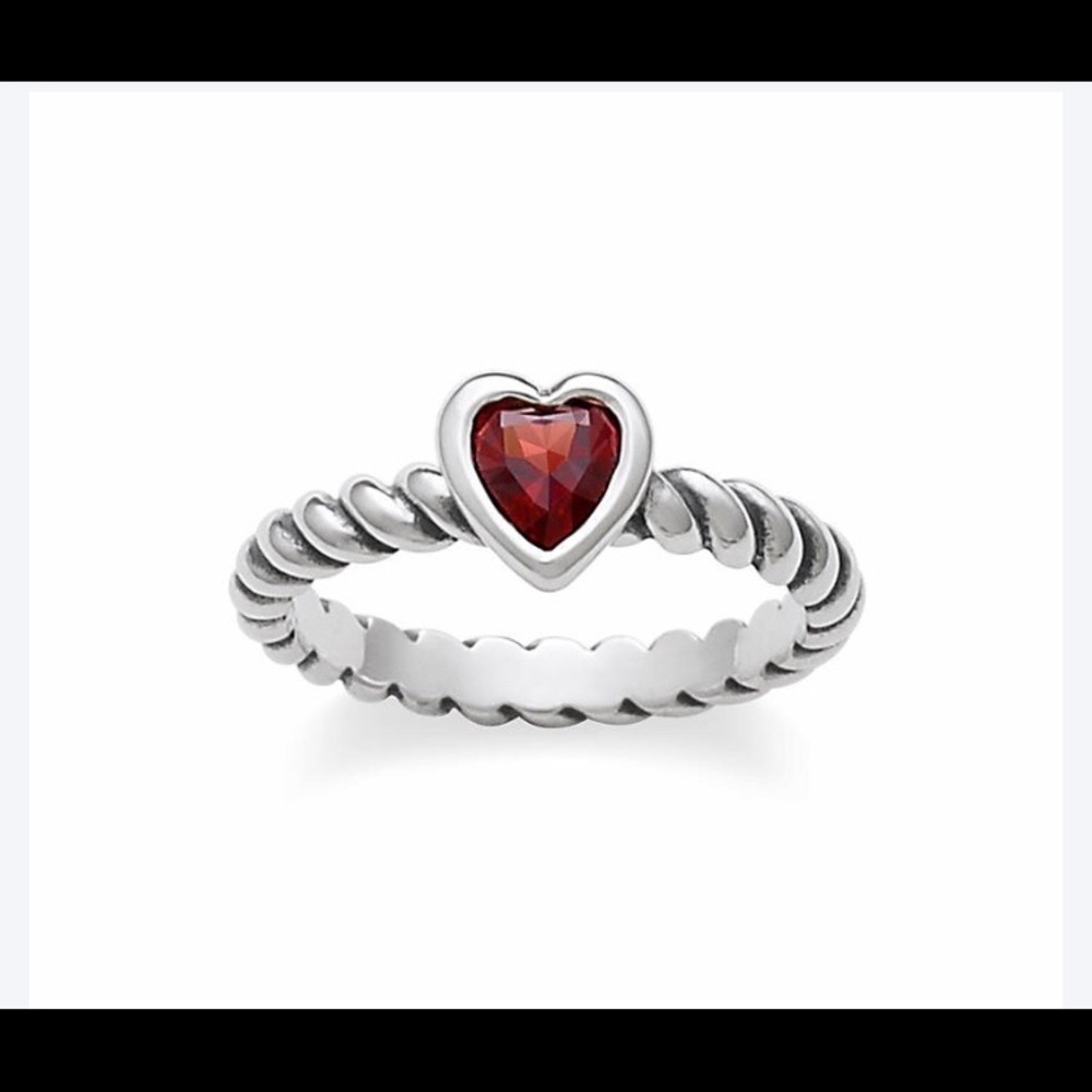 Heart with garnet twisted wire ring